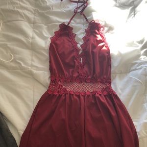 Maroon Halter Romper